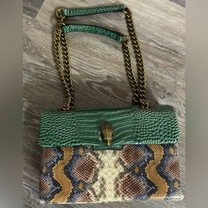 Kurt Geiger Kensington Green Snake embossed leather crossbody bag